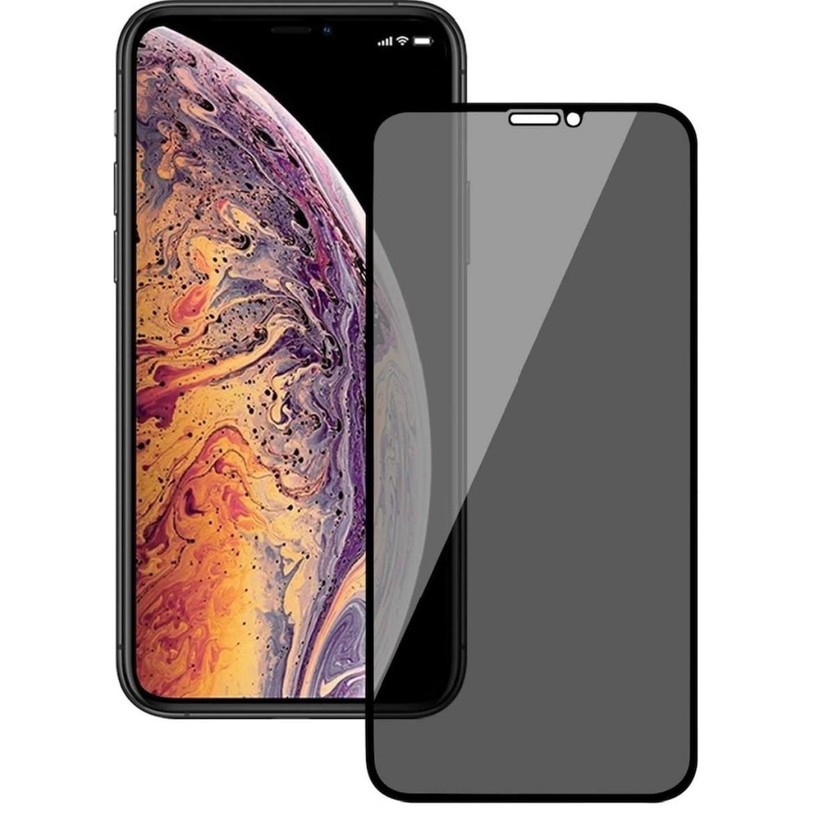 Folie Protectie Privacy Sticla securizata Mkpshield, compatibila iPhone 13/13 Pro/14, Full Glue, Ultra HD