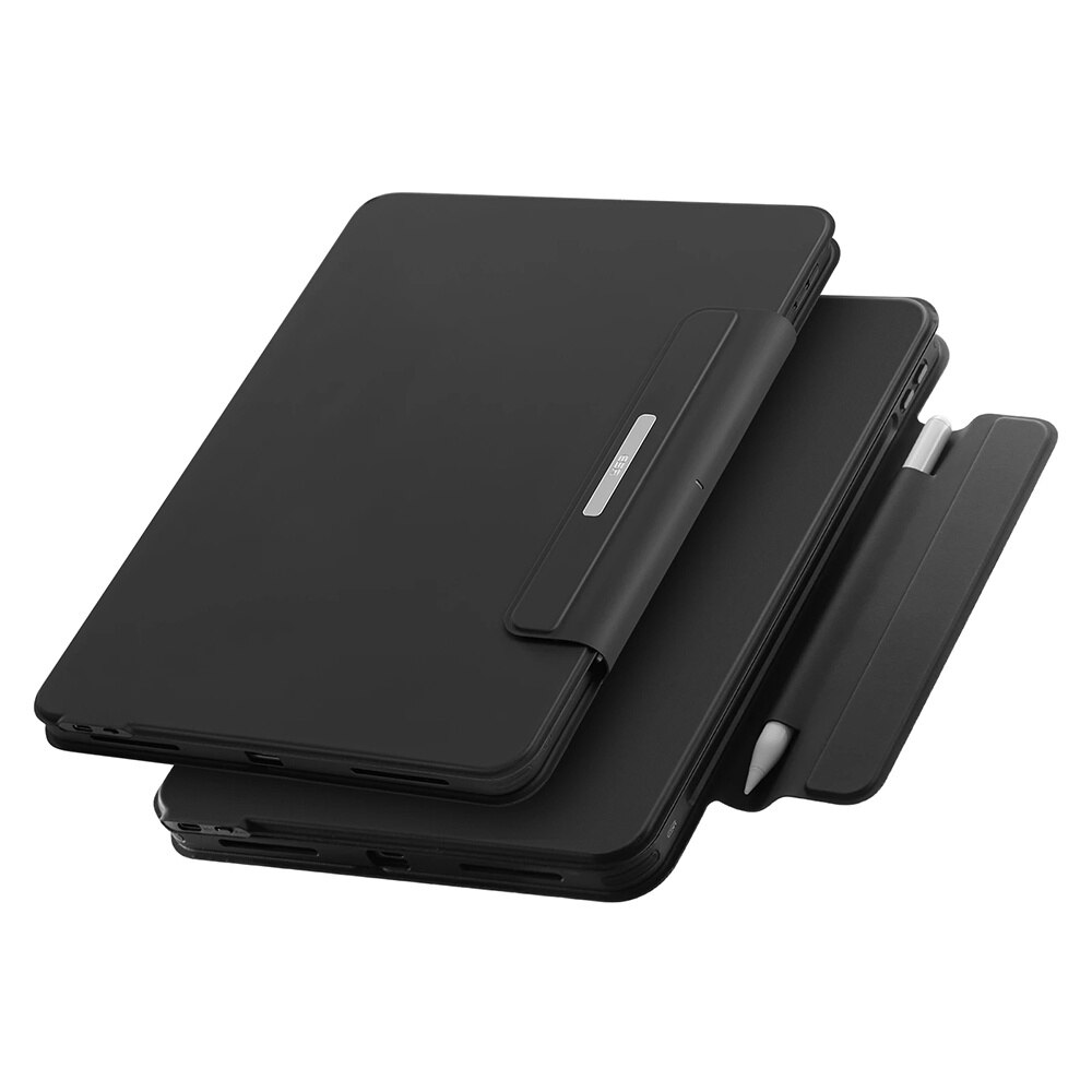 Husa cu tastatura si suport magnetic pen pentru iPad 10 2022, 10.9 inch, Protectie fata-spate, Magnetizata, Suprafata mata, Anti-amprenta, Tastatura RGB, Wireless, Detasabila, Functie Stand, Anti-soc, Piele Ecologica, Negru