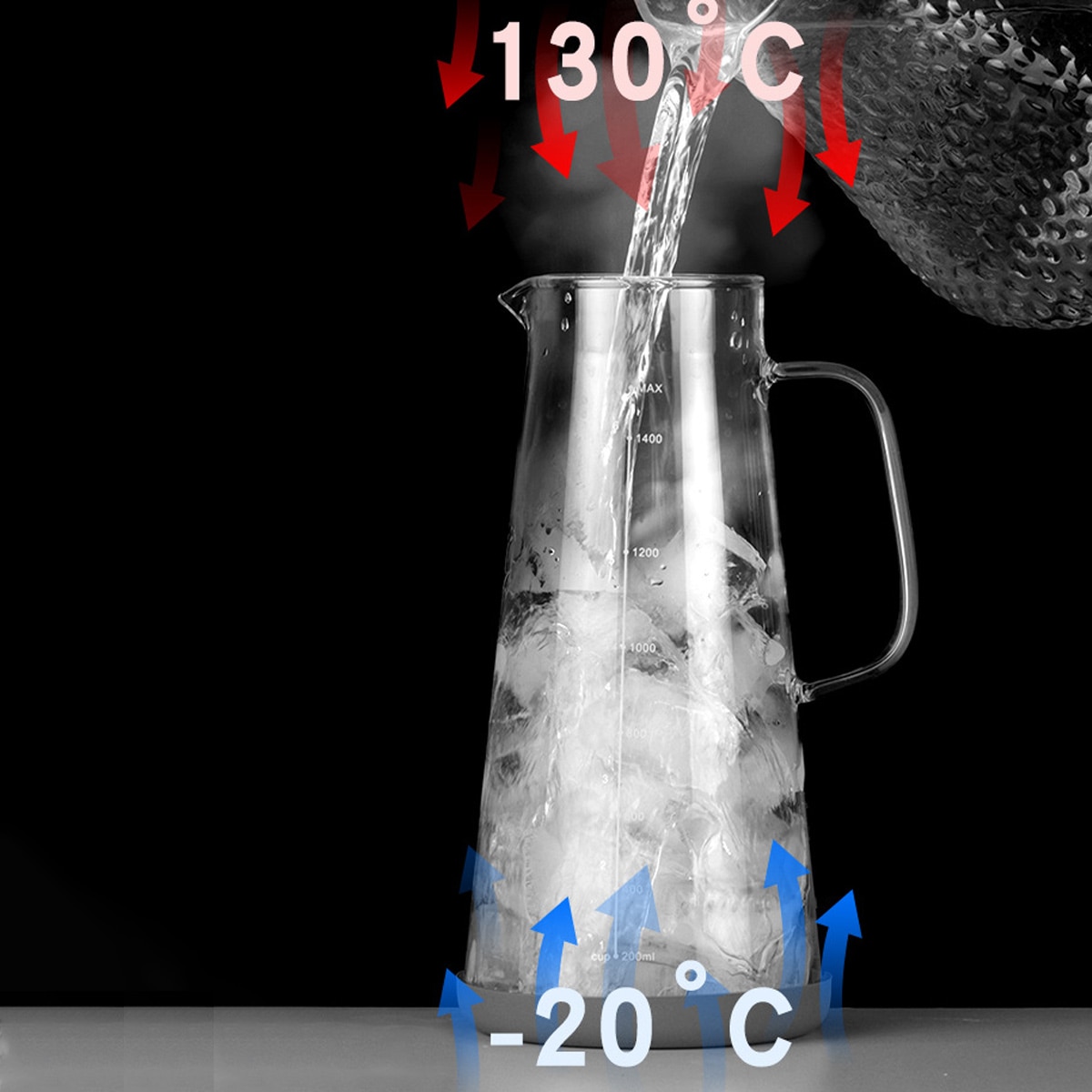 Recipient pentru preparare cold brew 0807BM-BST4025113, din sticla cu filtru din inox, transparent/negru, 26.1 x 10.5 x 7.6 cm