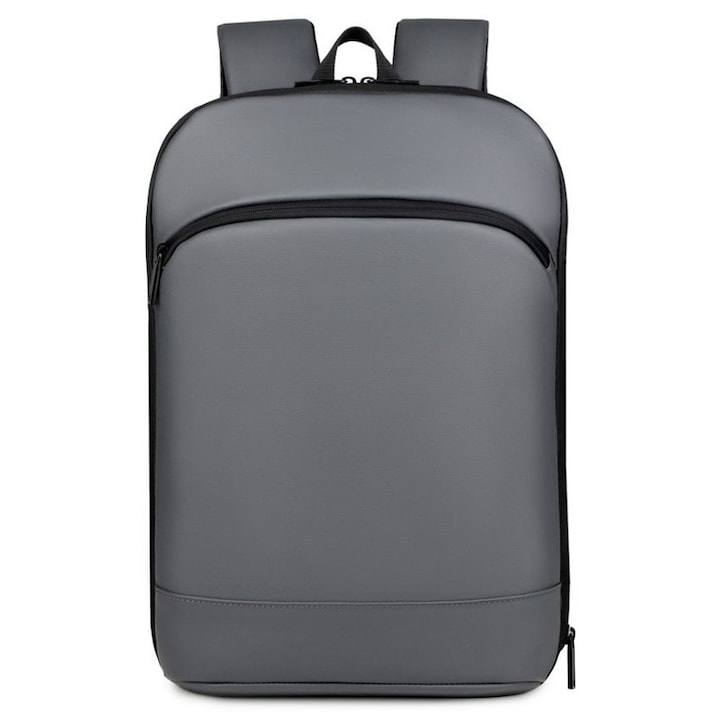 Rucsac laptop din piele sintetica extensibil, rezistent la apa, port USB extern, buzunar anti-furt, compartiment captusit emag01-WT10476, gri, 30 x 45 x 7–15 cm