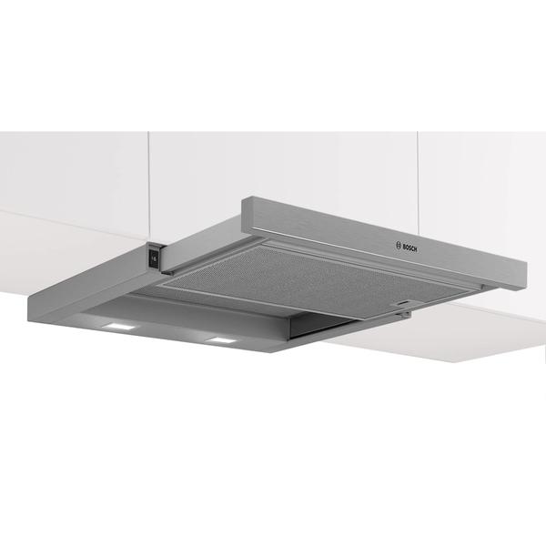 BOSCH Hota incorporabila telescopica Bosch DFM064W55, Putere de absorbtie 394 mc/h, Iluminare LED, 1 motor, Control mecanic, Clasa C, 60 cm, Argintiu