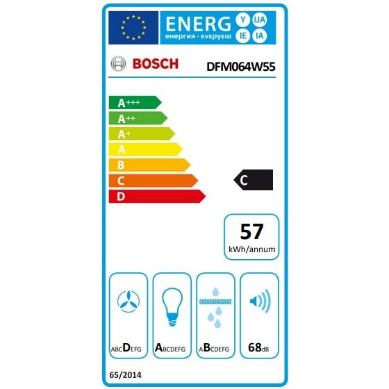 BOSCH Hota incorporabila telescopica Bosch DFM064W55, Putere de absorbtie 394 mc/h, Iluminare LED, 1 motor, Control mecanic, Clasa C, 60 cm, Argintiu