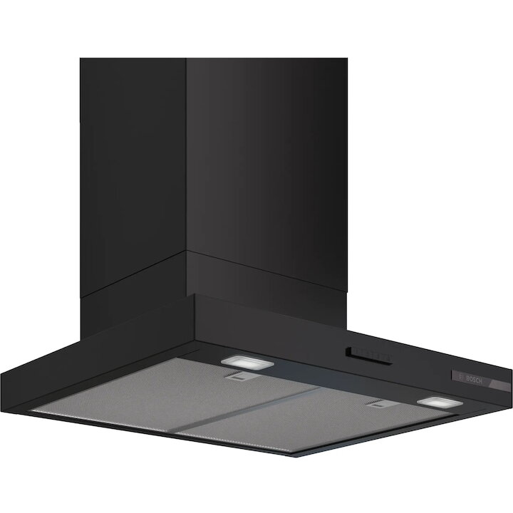 BOSCH Hota incorporabila decorativa Bosch DWB65CC60, Putere de absorbtie 594 mc/h, Control mecanic, Iluminare LED, Clasa B, 60 cm, Negru mat