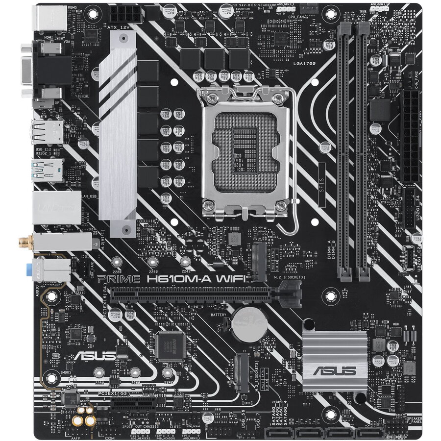 Asus Placa de baza ASUS PRIME H610M-A WIFI, Intel H610, LGA 1700, DDR5, Micro ATX, Wi-Fi 5