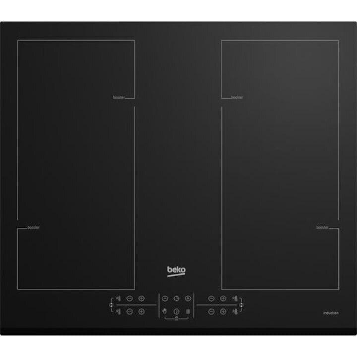 Beko Plita cu inductie Beko HII64206F2MT, Incorporabila, 4 zone, 7200 W, Sticla, Negru