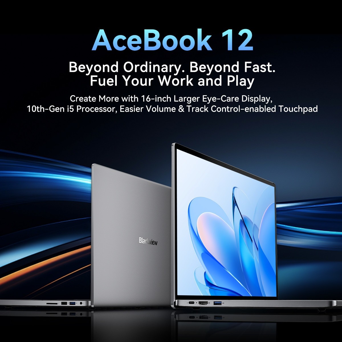 Laptop Blackview Acebook 12, Intel® Core™ i5-1030NG7, 16GB+512GB, Windows 11 Pro, 16" FHD+, 3.6GHz, HDMI 2.0, Bluetooth, USB 3.0, Senzor de amprenta, WLAN 5G, Gri