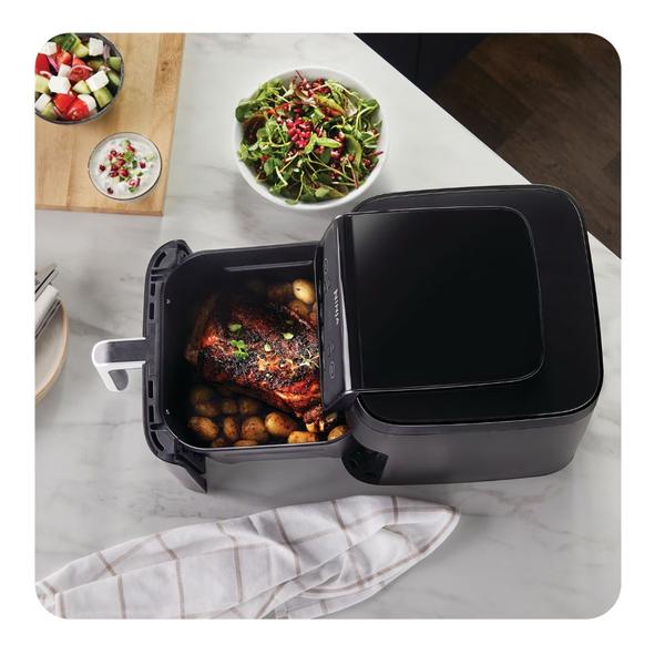 Friteuza cu aer cald Ninja AF170, 2000W, 1 cos, 6.2L, 4 functii de gatit: prajire cu aer cald, rumenire, reincalzire, deshidratare (Negru)