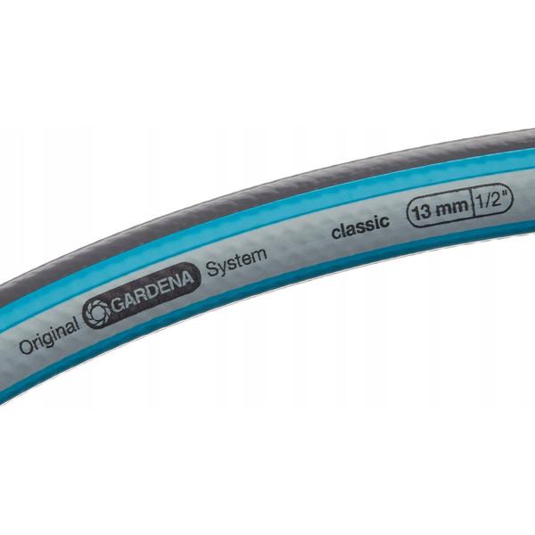 Furtun gradina Gardena 18005-50, 20m 1/2 inch, set complet cu suport perete si pistolet, rezistent la presiune și UV
