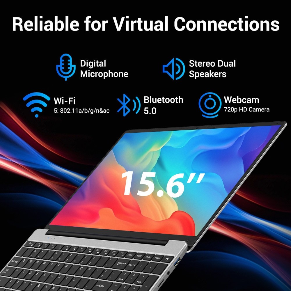 Laptop 15.6" cu procesor Intel Alder Lake N95, 16GB RAM, 512GB SSD, 1920*1080 FHD, Windows 11 Pro, Intel® UHD Graphics 600, 5GHz Wifi, 5000mAh, Argintiu