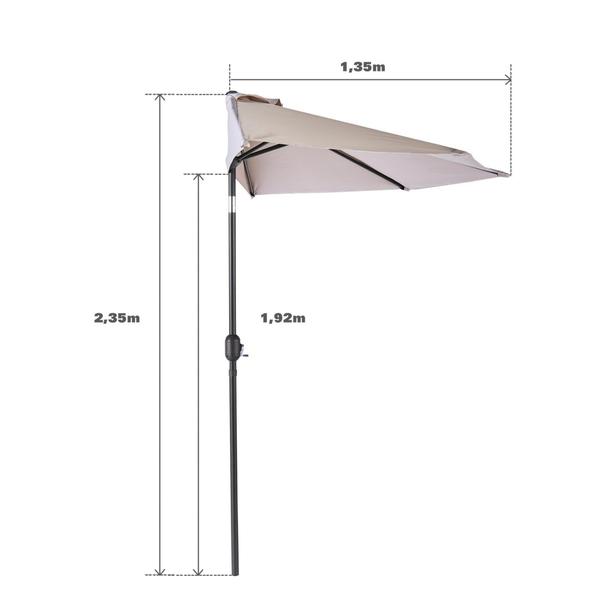 Umbrela terasa Naterial, aluminiu/poliester, 268 x 135 cm, H 235 cm, Bej