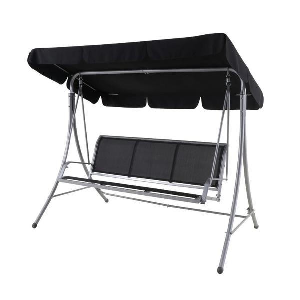 Balansoar gradina ADEO, pentru 3 persoane, otel/textil, 202 x 118 x 157.5 cm, Gri