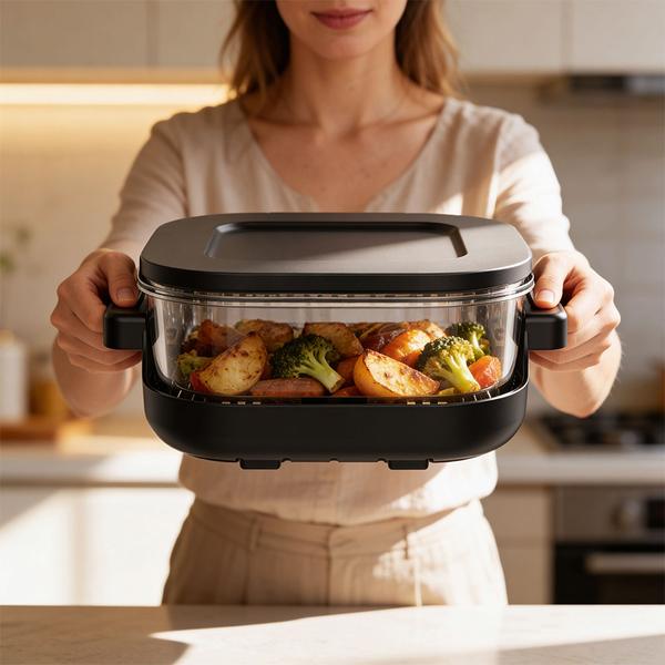 Friteuza cu aer cald Teesa TSA8090, 1500 W, 4L+1.5L (Negru/Argintiu)