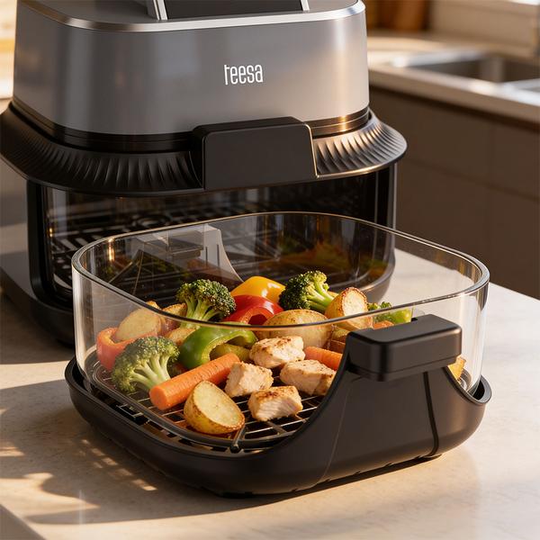Friteuza cu aer cald Teesa TSA8090, 1500 W, 4L+1.5L (Negru/Argintiu)