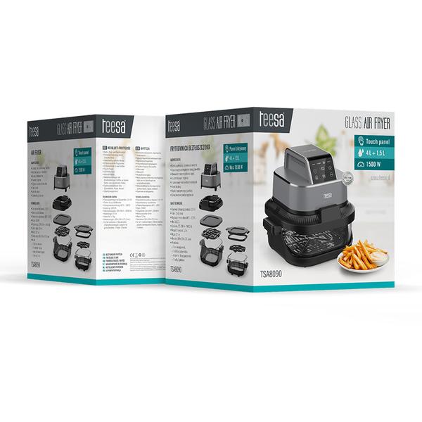Friteuza cu aer cald Teesa TSA8090, 1500 W, 4L+1.5L (Negru/Argintiu)