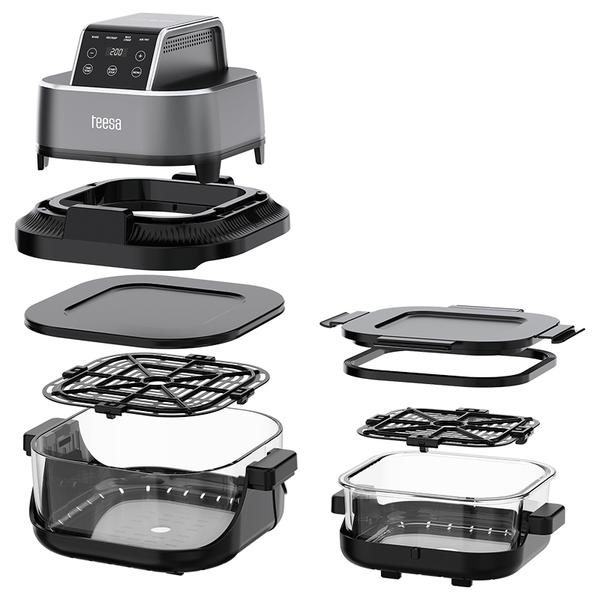 Friteuza cu aer cald Teesa TSA8090, 1500 W, 4L+1.5L (Negru/Argintiu)