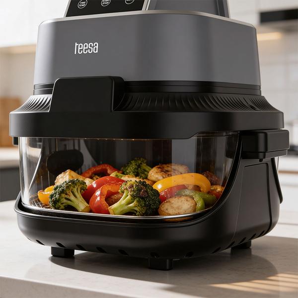 Friteuza cu aer cald Teesa TSA8090, 1500 W, 4L+1.5L (Negru/Argintiu)