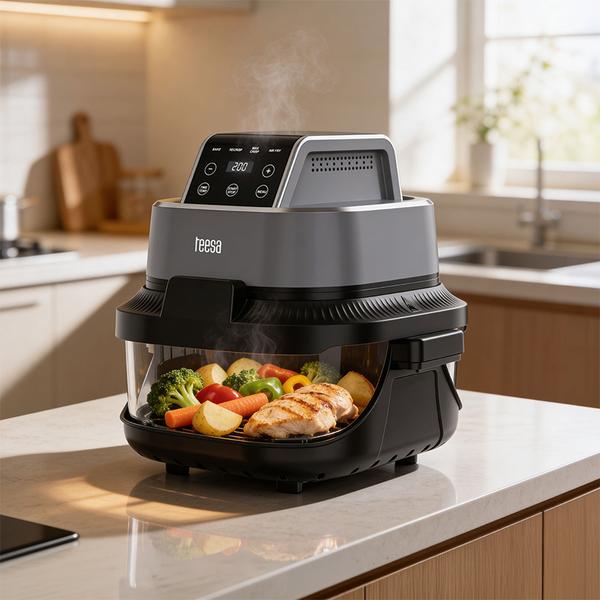 Friteuza cu aer cald Teesa TSA8090, 1500 W, 4L+1.5L (Negru/Argintiu)