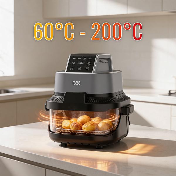 Friteuza cu aer cald Teesa TSA8090, 1500 W, 4L+1.5L (Negru/Argintiu)