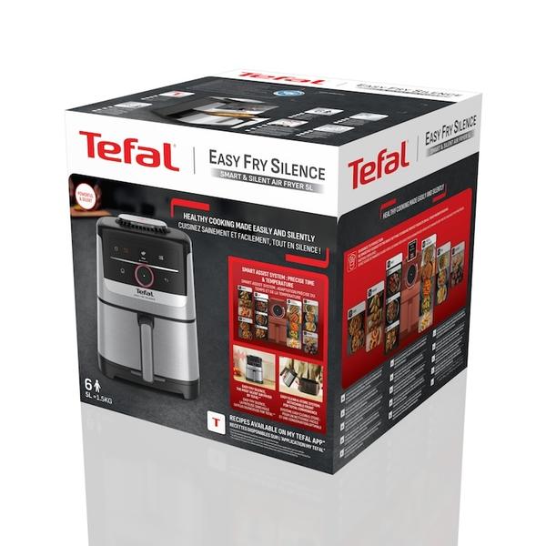 Friteuza cu aer cald Tefal Easy Fry Silence EY572DE1, 1670 W, 5l, 11 programe, pana la 220°C, afisaj digital, functie mentinere cald (Argintiu/Negru)