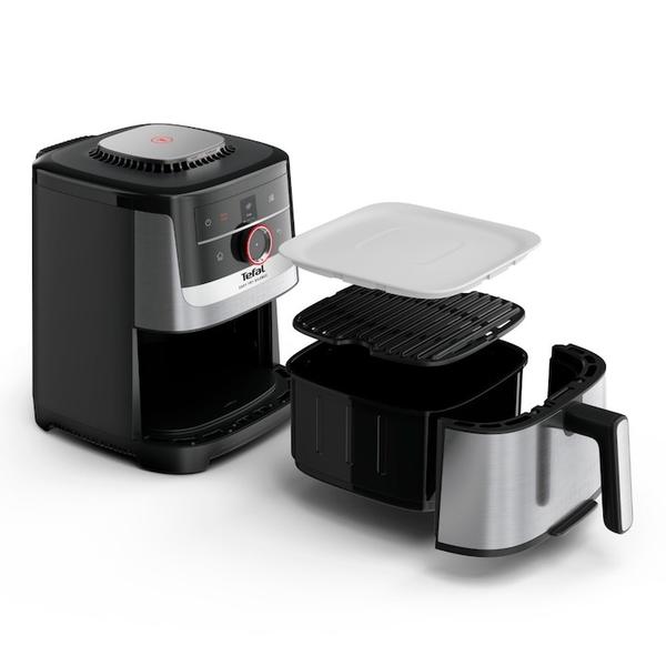 Friteuza cu aer cald Tefal Easy Fry Silence EY572DE1, 1670 W, 5l, 11 programe, pana la 220°C, afisaj digital, functie mentinere cald (Argintiu/Negru)