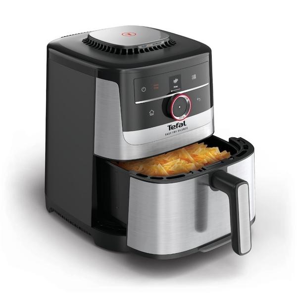 Friteuza cu aer cald Tefal Easy Fry Silence EY572DE1, 1670 W, 5l, 11 programe, pana la 220°C, afisaj digital, functie mentinere cald (Argintiu/Negru)