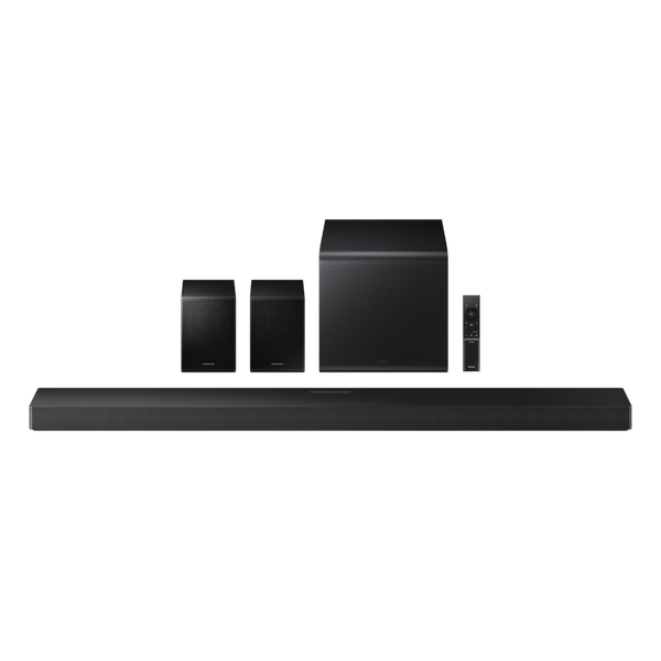 Soundbar Samsung HW-QS750F, 5.1.2, 465W, Bluetooth, Wi-Fi, Subwoofer & Kit wireless, Wireless Dolby Atmos, HDMI eARC (Negru)