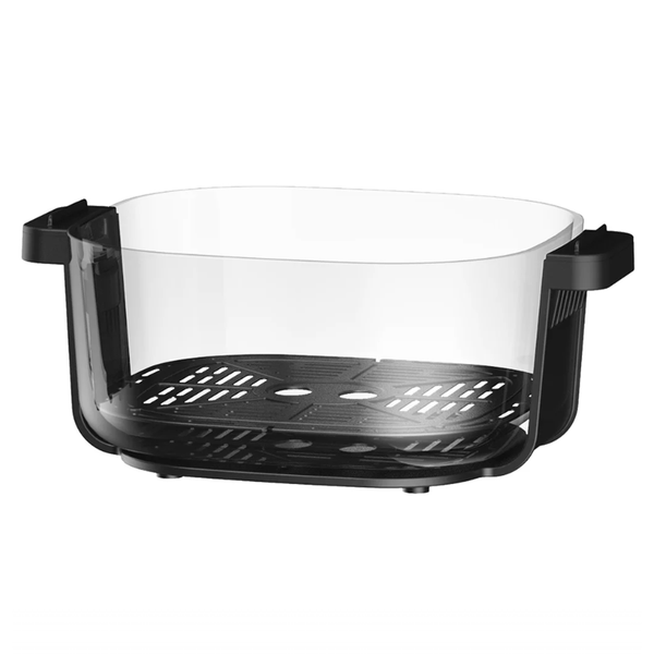 Friteuza cu aer cald fara ulei iHunt PureGlass Crisp 8 in 1, Sistem din Sticla Borosilicata, 1500W, 2 Vase Modulare 4L + 1.5L cu capace de sigilare, circulatie 360 a aerului cald, Negru