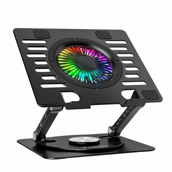 Cooler laptop Wozinsky WDCX-X16-AS CoolBase, Compatibil cu laptop de maxim 16 inch, 1 ventilator, 1200 rpm, Iluminare RGB, Ajustabil, Baza rotativa 360 grade, Alimentare USB, 2 porturi USB-A, Negru