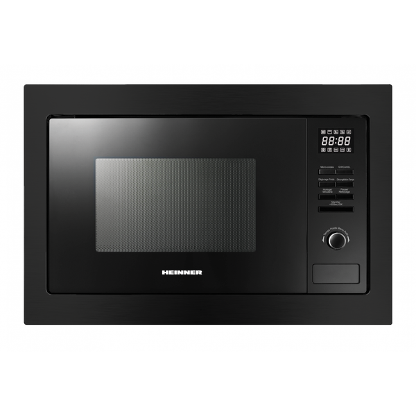 Cuptor cu microunde incorporabil HEINNER HMW-MDBI25GDBK, 900 W, 25 l, Grill 1000 W, 5 trepte putere, 10 programe, Platou rotativ 31.4 cm (Negru)