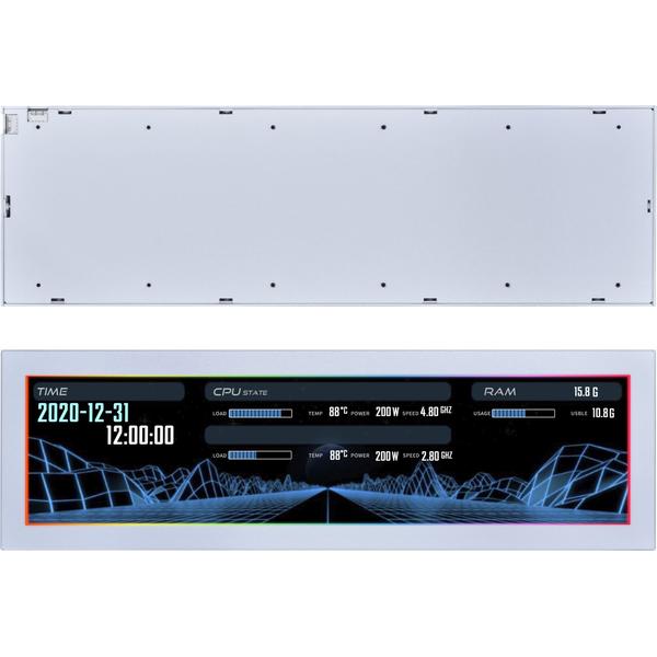 Afisaj universal pentru carcase Lian Li SM088W, Ecran IPS LCD 8.8inch, Full HD, Iluminare fundal ARGB (Alb)