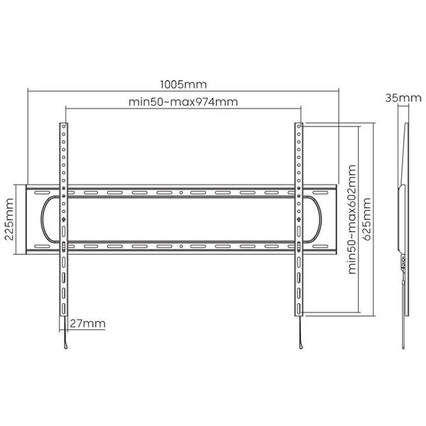Suport Perete Techly ICA-PLB 369F, fix, 60-120 inch (Negru)