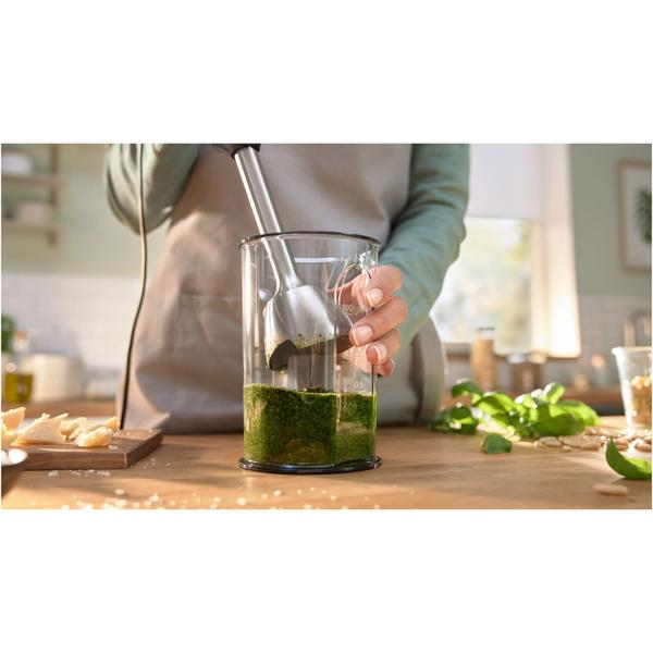 Blender de mana Bosch ErgoMaster MSM4B623, 1000 W, minitocator, tel, pasator,vas gradat, lama rotativa 4 laturi (Negru)