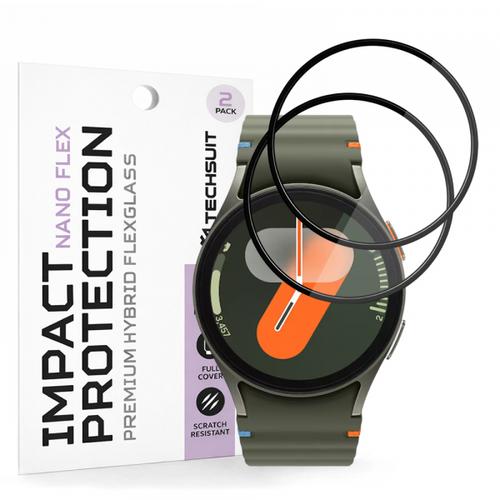 Folie Protectie Techsuit Nano Flex pentru Samsung Galaxy Watch7 40mm, Set 2 bucati, Plastic, Neagra