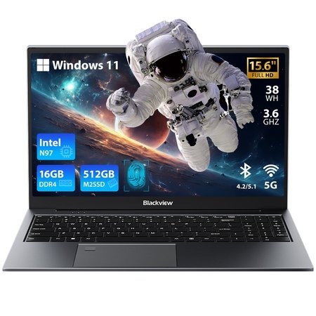 Blackview Acebook 8 Laptop 16GB DDR4 512GB SSD, Intel N97 3.6GHz/ Intel UHD Graphics, Windows 11, 38Wh, 15.6" FHD+, HDMI 2.0, Bluetooth, USB 3.0, Senzor de amprenta, WLAN 5G /Gri