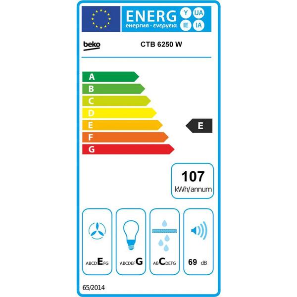 Hota traditionala Beko CFB5310W, 125 mc/h, 1 motor, Clasa C, 50 cm (Alb)