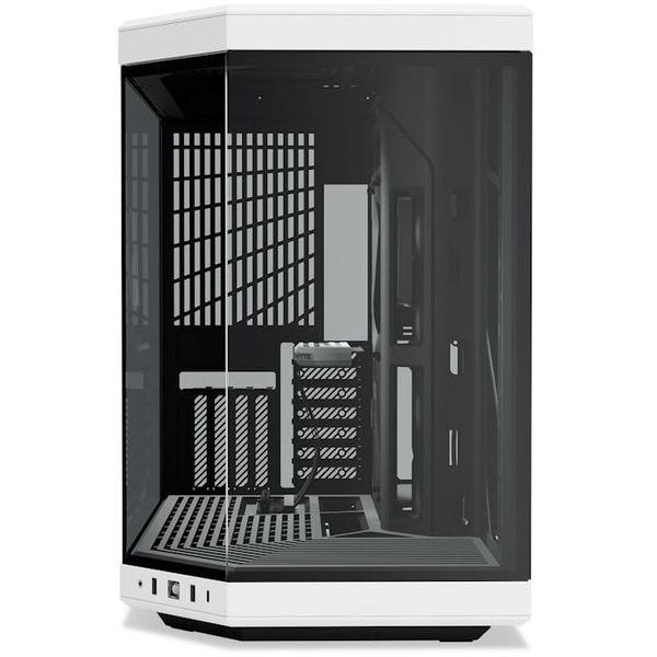 Carcasa HYTE Y70, Dual Chamber, Middle Tower, Fara sursa, Sticla Securizata, ATX + Cablu riser PCIe inclus (Negru/Alb)