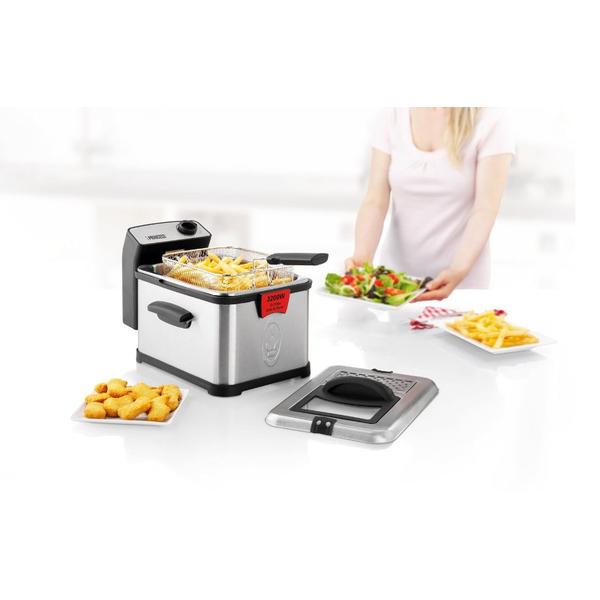 Friteuza Princess Superior 0118300101050, 3200 W, 3 l, temperatura pana la 190°C, tehnologia inchCool zoneinch (Negru/Inox)