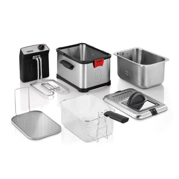 Friteuza Princess Superior 0118300101050, 3200 W, 3 l, temperatura pana la 190°C, tehnologia inchCool zoneinch (Negru/Inox)