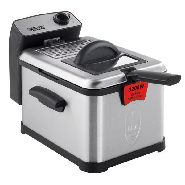Friteuza Princess Superior 0118300101050, 3200 W, 3 l, temperatura pana la 190°C, tehnologia inchCool zoneinch (Negru/Inox)