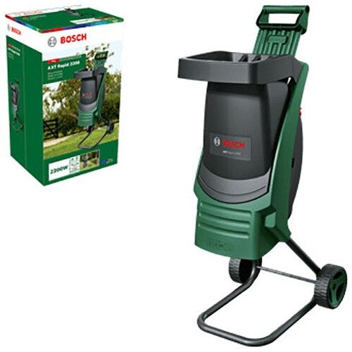 Tocator crengi si resturi vegetale electric Bosch AXT Rapid 2200, 2200 W, 3650 RPM, 14 Nm, 40 mm diametru maxim taiere, 90 kg/h capacitate,roti transport (Verde/Negru)