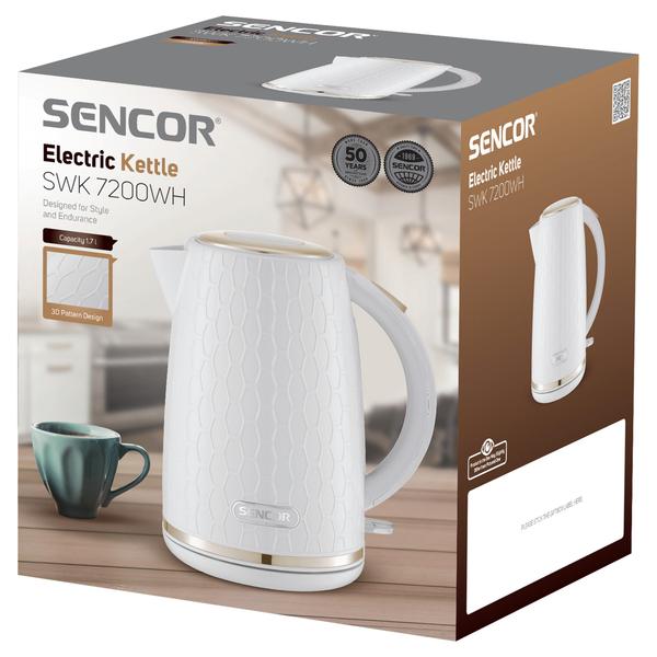 Fierbator electric de apa Sencor SWK7200WH, 1.7 l, 2200 W, Oprire automata, Baza 360 (Alb)