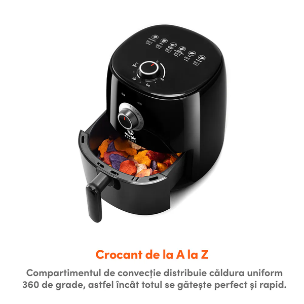 Friteuza cu aer cald Nutribullet MAGICBULLET MBA021B, 2.5 l, 1300 W, 6 programe, Timer, Temperatura ajustabila (Negru)