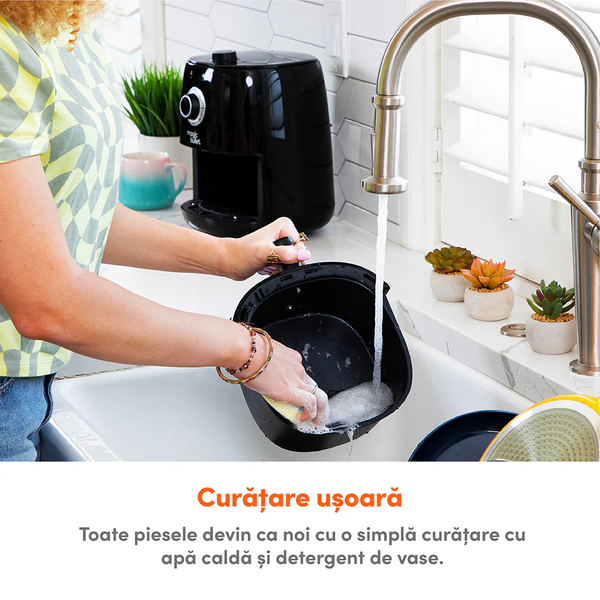 Friteuza cu aer cald Nutribullet MAGICBULLET MBA021B, 2.5 l, 1300 W, 6 programe, Timer, Temperatura ajustabila (Negru)