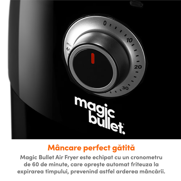 Friteuza cu aer cald Nutribullet MAGICBULLET MBA021B, 2.5 l, 1300 W, 6 programe, Timer, Temperatura ajustabila (Negru)