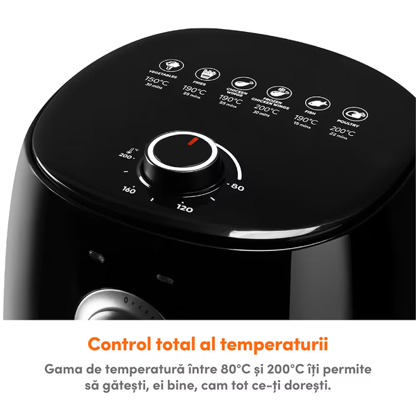 Friteuza cu aer cald Nutribullet MAGICBULLET MBA021B, 2.5 l, 1300 W, 6 programe, Timer, Temperatura ajustabila (Negru)
