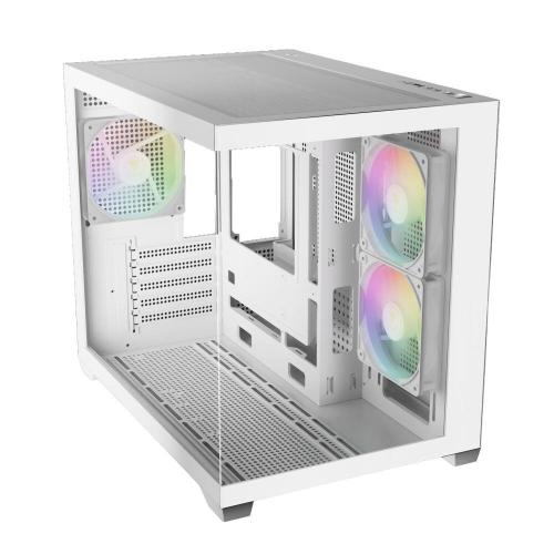 Carcasa Gamdias Aura GC10M V2, iluminare aRGB, Mini Tower, Fara sursa (Alb)