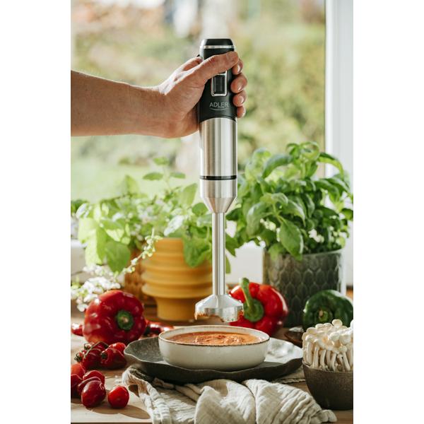 Blender vertical de mana Adler AD 4628, 1900 W, Functie Turbo, 16.000 rpm (Negru/Inox)