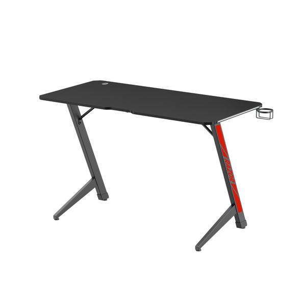 Birou Gaming Serious Razor, Iluminare ambientala LED, Negru/Rosu