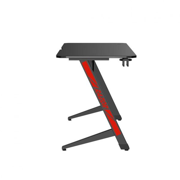 Birou Gaming Serious Razor, Iluminare ambientala LED, Negru/Rosu
