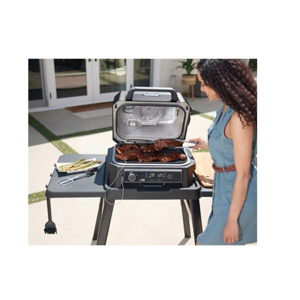 Gratar electric de exterior NINJA Woodfire Pro Connect XL OG901EU, 1700 W, 7 programe, Cronometru (Albastru/Negru)
